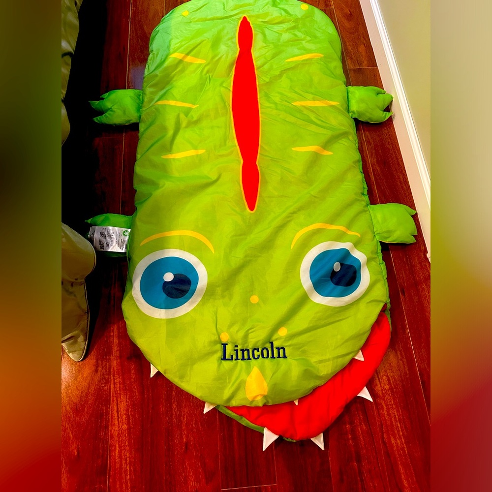 Alligator toddler /young kid sleeping bag monogrammed with name Lincoln